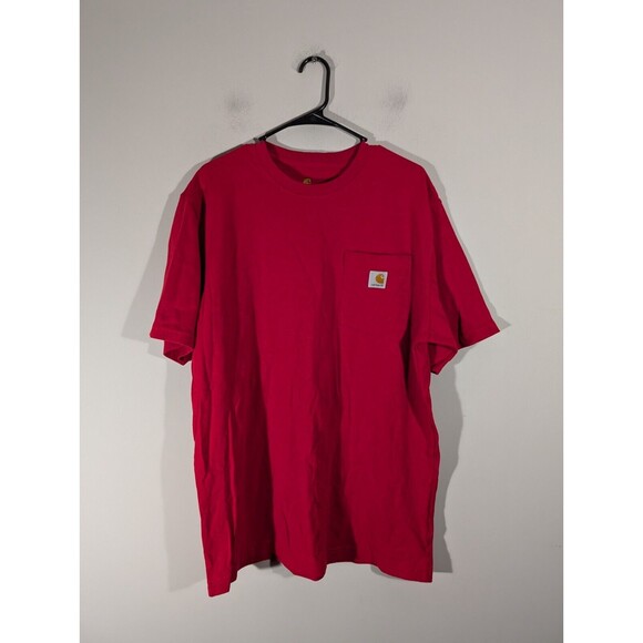 Carhartt Shirt Men Size M Red Short Sleeve Casual Crewneck Workwear Cotton Tee - Picture 1 of 8